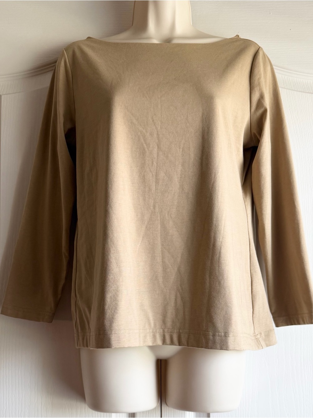 Hinson Wu Gissel 3/4 Sleeve Boat Neck Double Knit Panel Top - Picture 2 of 7